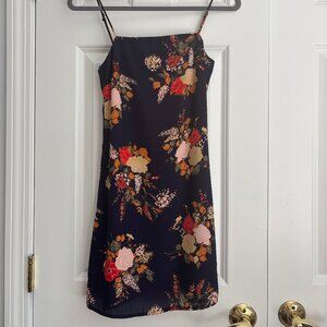 Francesca's Collection Mi Ami Navy Floral Spaghetti Strap Dress XXS